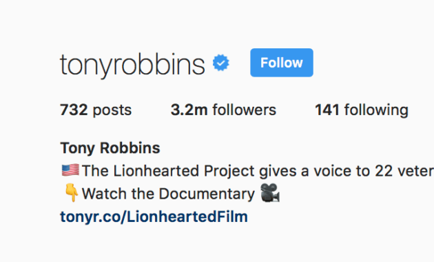 tony robbins instagram bio