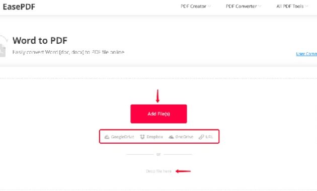 EasePDF Tambahkan Word ke File PDF