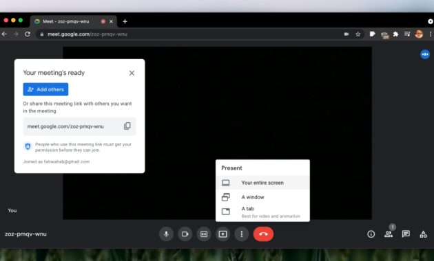 Cara Share Screen di Google Meet di Laptop