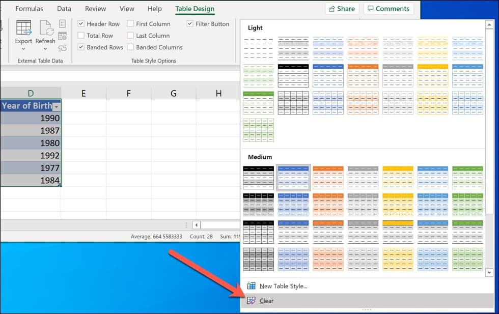 Cara Menghapus Pemformatan Dari Tabel Excel