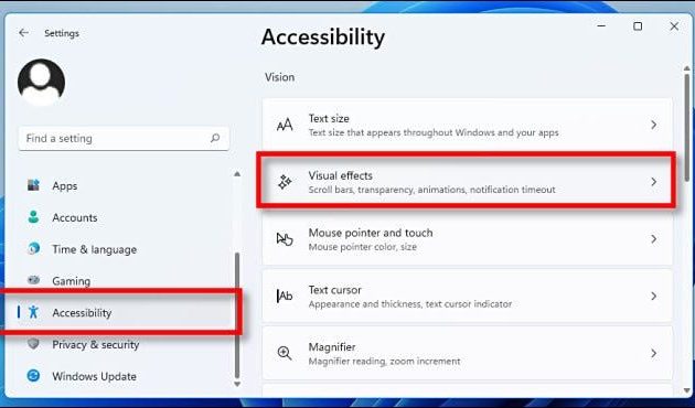 Cara Matikan atau nonaktifkan transparansi di Windows 11