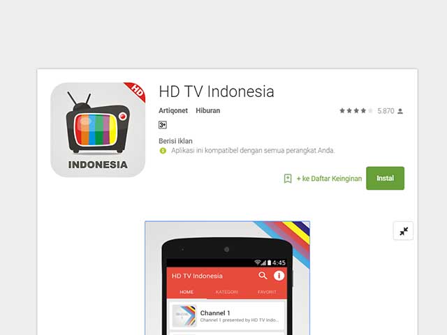 Aplikasi TV Indonesia Terbaik